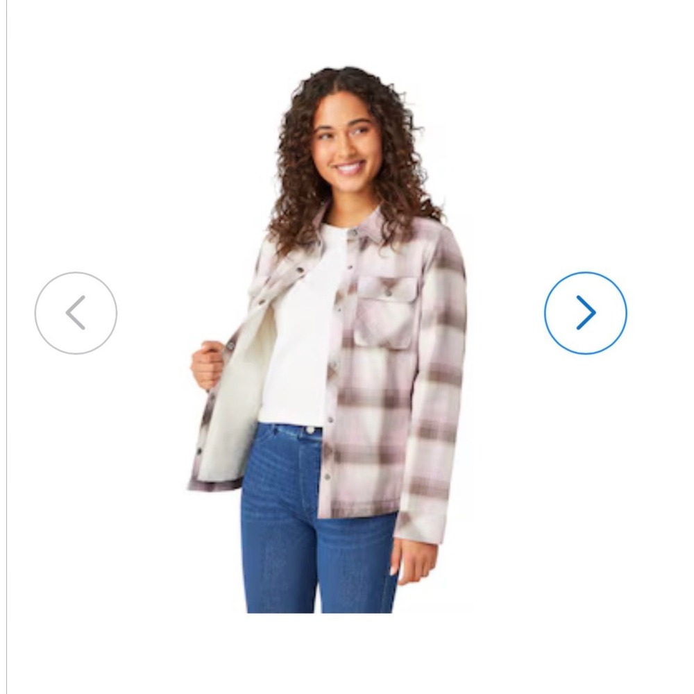 Free Country Primrose Plaid Sherpa‎ Lined Shacket Womens Small 324LOF12432 Pink